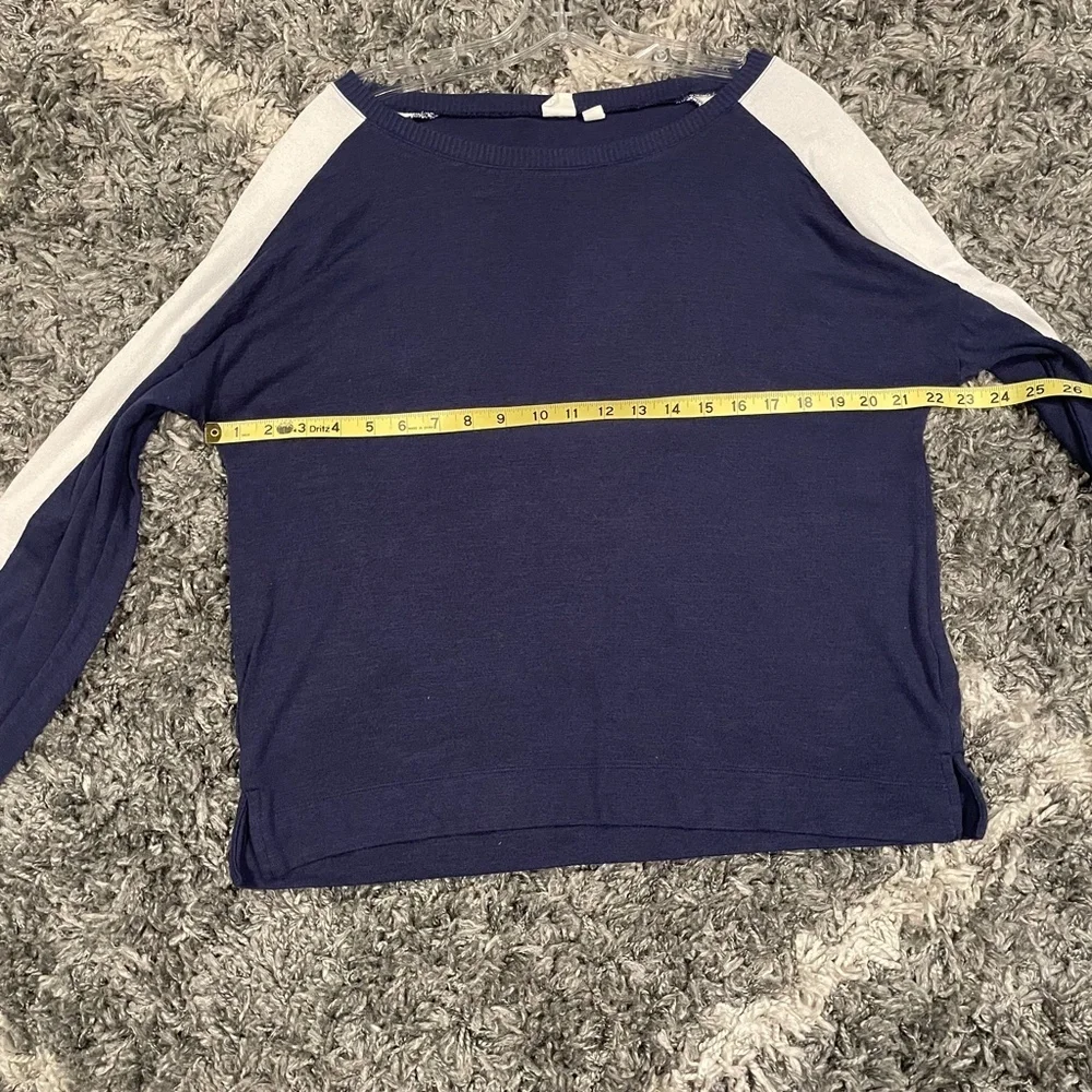Gap Womens Sweater Navy Blue White ColorBlock Stretch Jewel Neck Size Medium